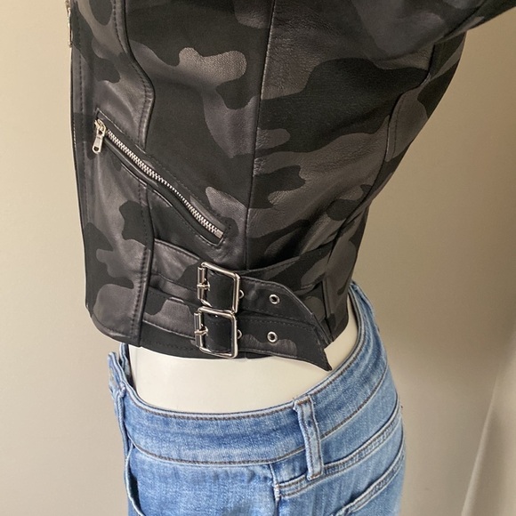 Generation Love Spencer Black Camo Lamb Skin Leather Jacket Pockets Sz XS NEW - Picture 7 of 14